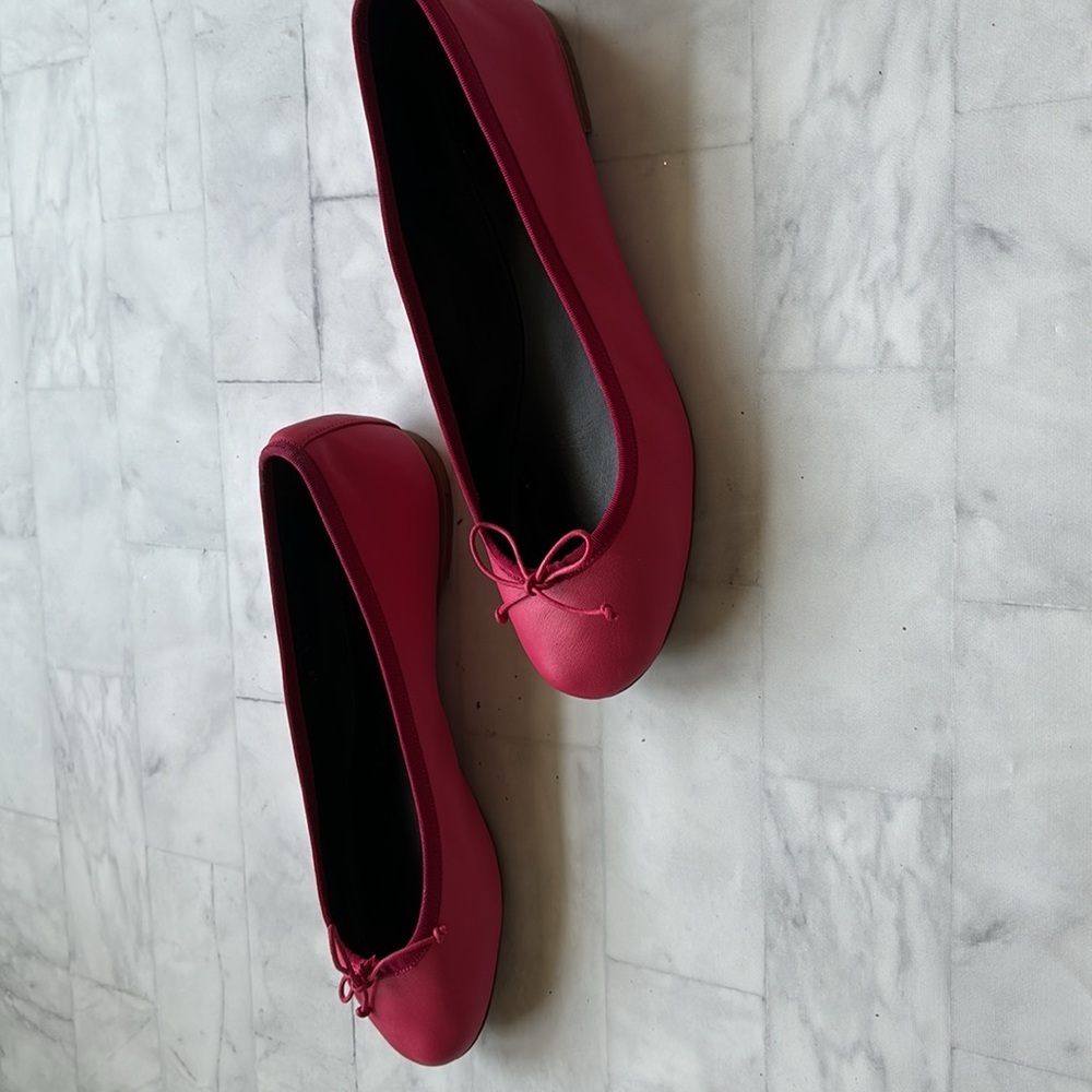 Saint Laurent Raspberry Dance Leather Ballet Flats - Picture 7 of 16